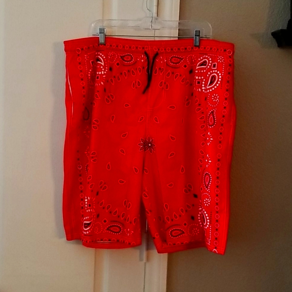 NWT..Red paisley swimming trunks